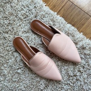 pink leather mules